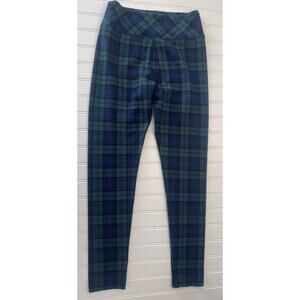 Vineyard Vines Leggings Youth Large 14 Green Blue Stretch Tartan Blackwatch